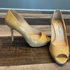 Beige Jimmy Choo Peep Toe Pump
